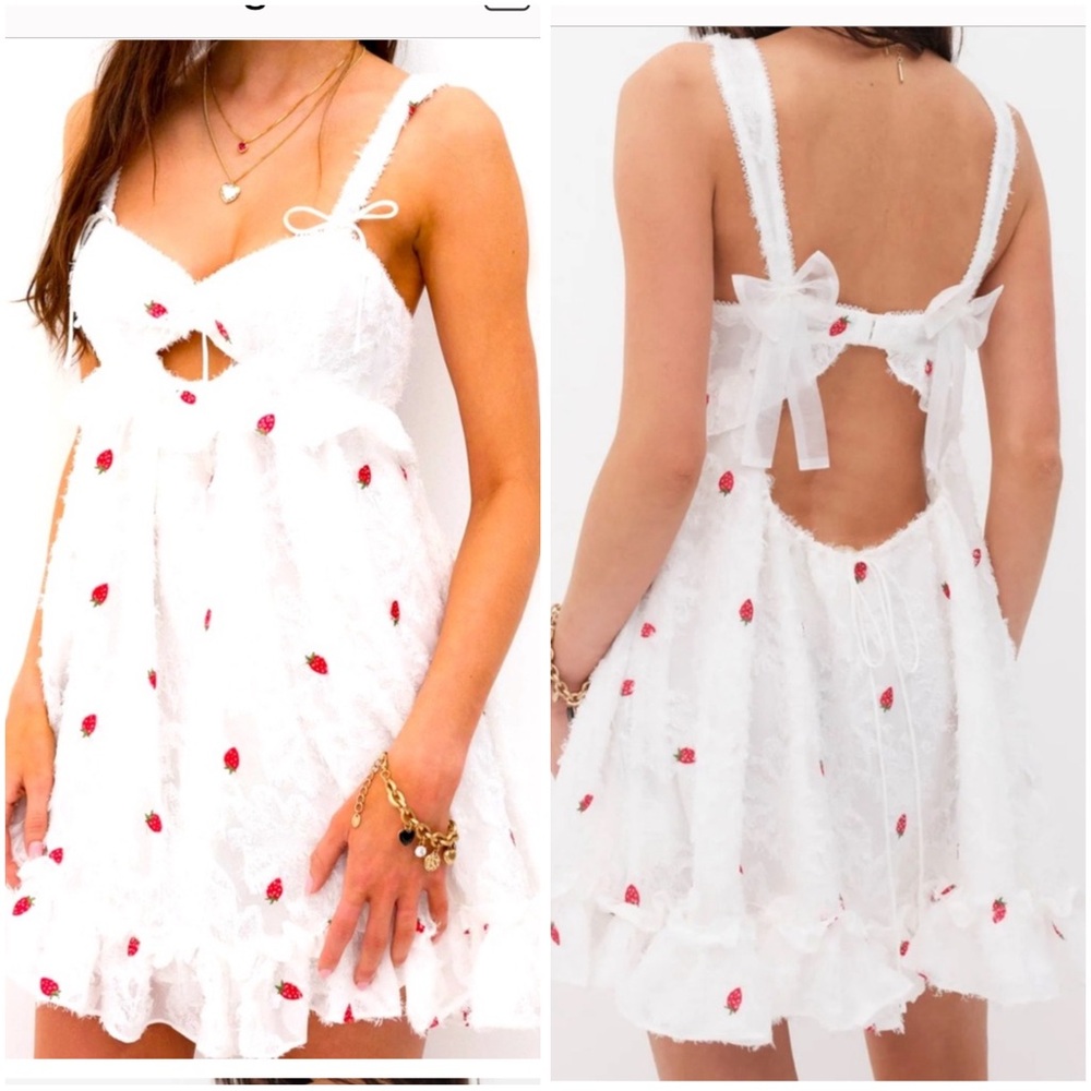 NEW For Love and lemons Tesoro Mini Dress size M, White and red - Picture 1 of 6